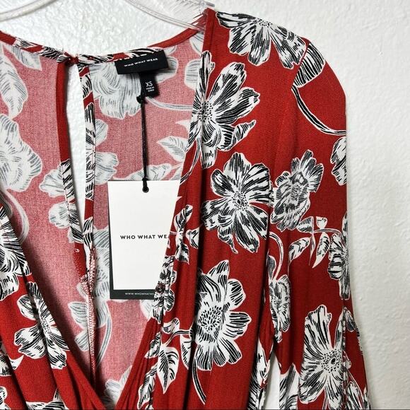 WHO WHAT WEAR ORANGE BERRY CLIFFSIDE FLORAL PRINT WOMEN ROMPER BRAND NEW SIZE XS - Picture 5 of 6